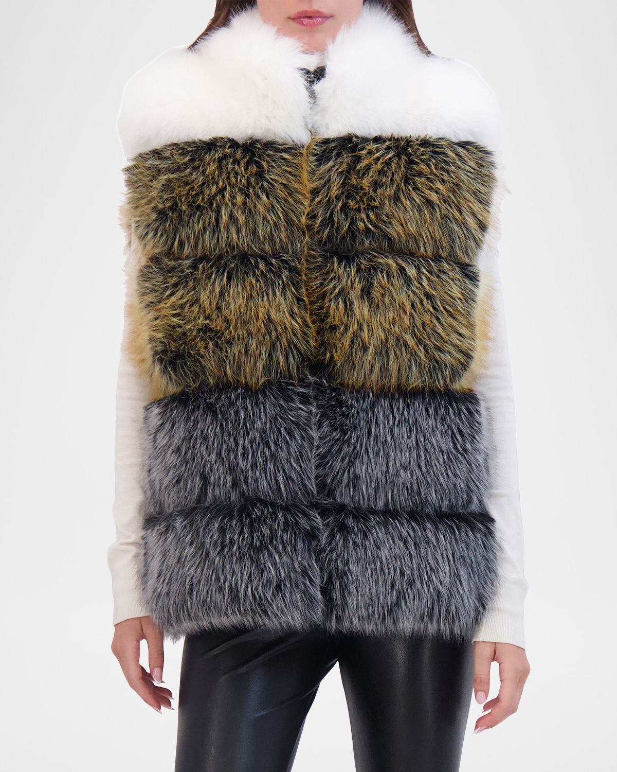 Theia Fox-Like Faux Fur Vest
