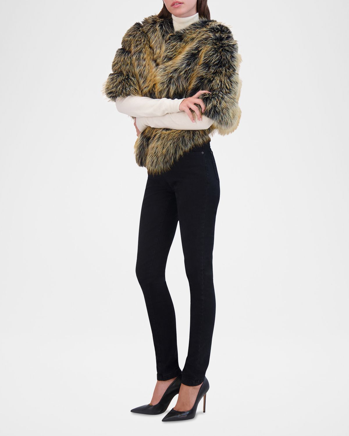 Theia Fox-Like Faux Fur Cape