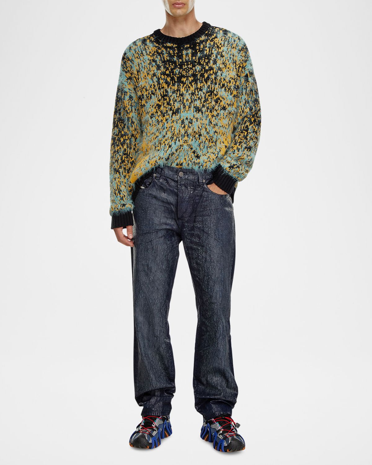 Diesel Men 's Coated Loose-Fit Jeans