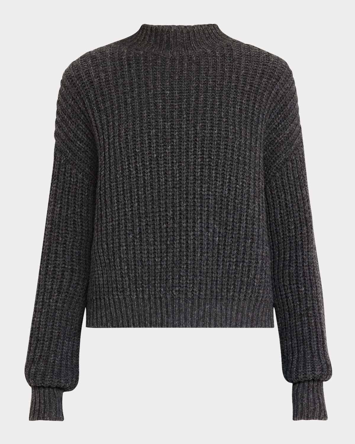 ARGENT Ribbed Mock-Neck Fisherman Sweater