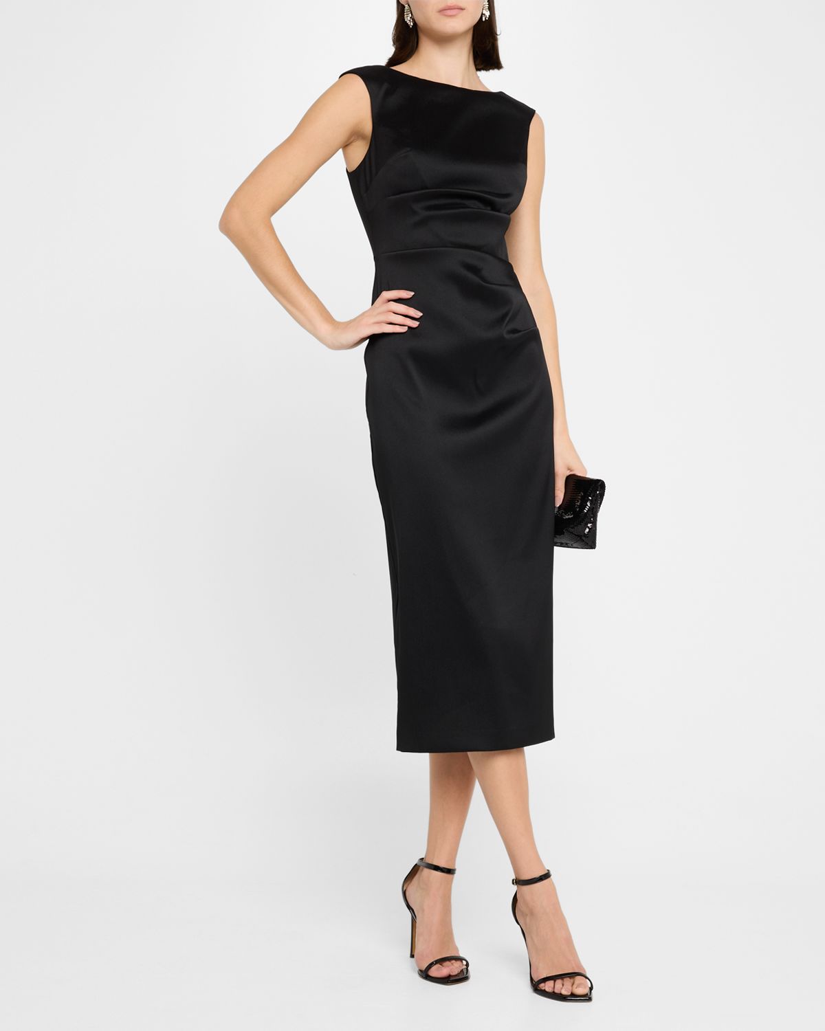 Aidan Mattox Sleeveless Stretch Mikado Midi Dress