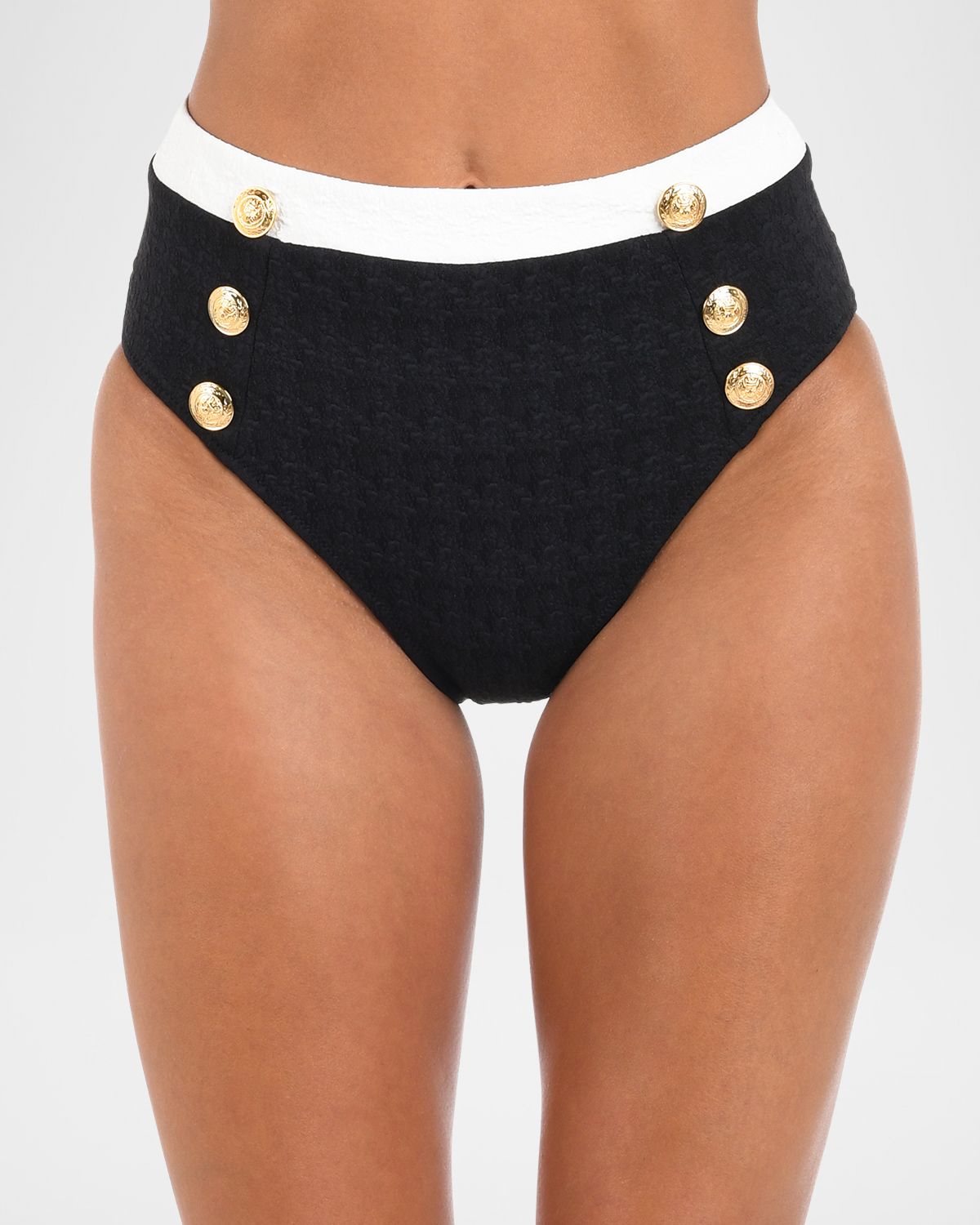 L 'Agence Vanessa Colorblock Chic High-Waist Bikini Bottoms
