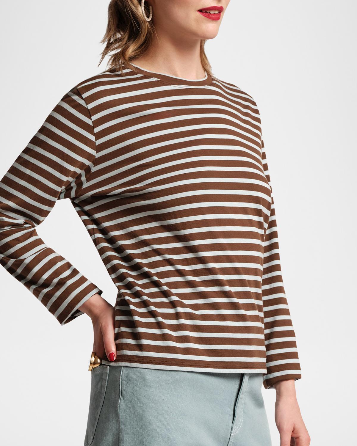 Frances Valentine Striped Crewneck Pima Cotton Top | Thumbnail 4