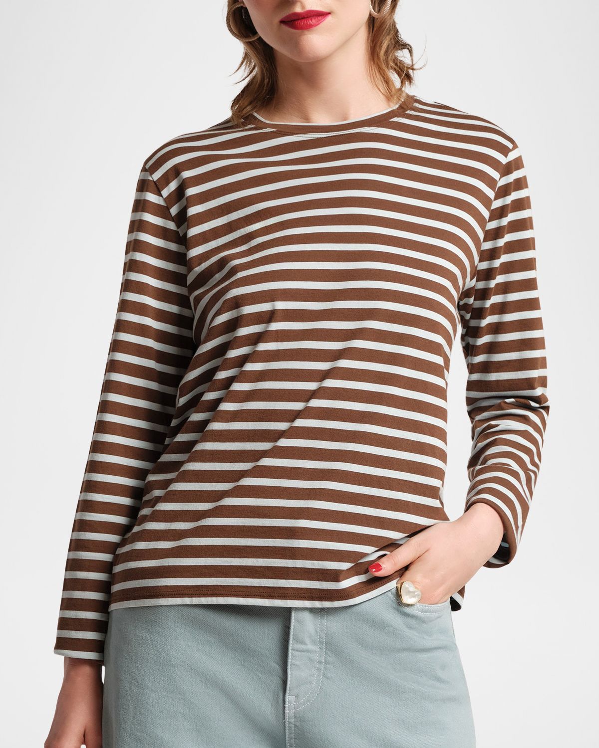 Frances Valentine Striped Crewneck Pima Cotton Top | Image 1 Frances Valentine Striped Crewneck Pima Cotton Top | Image 1
