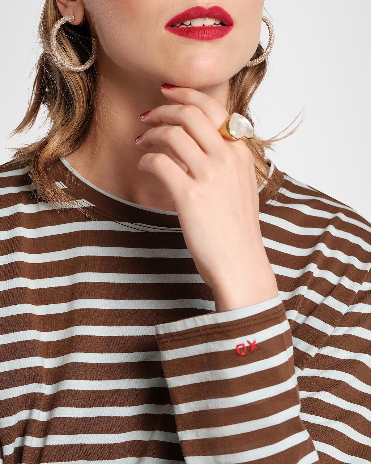 Frances Valentine Striped Crewneck Pima Cotton Top | Thumbnail 2
