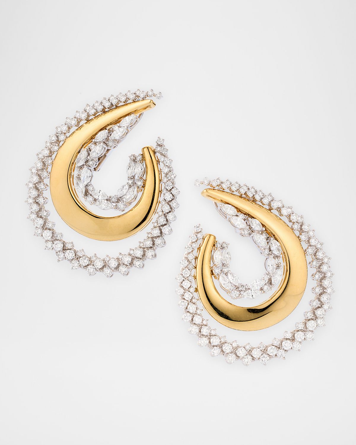 Yeprem 18K Yellow and White Gold Golden Strada Drop Earrings with Diamonds