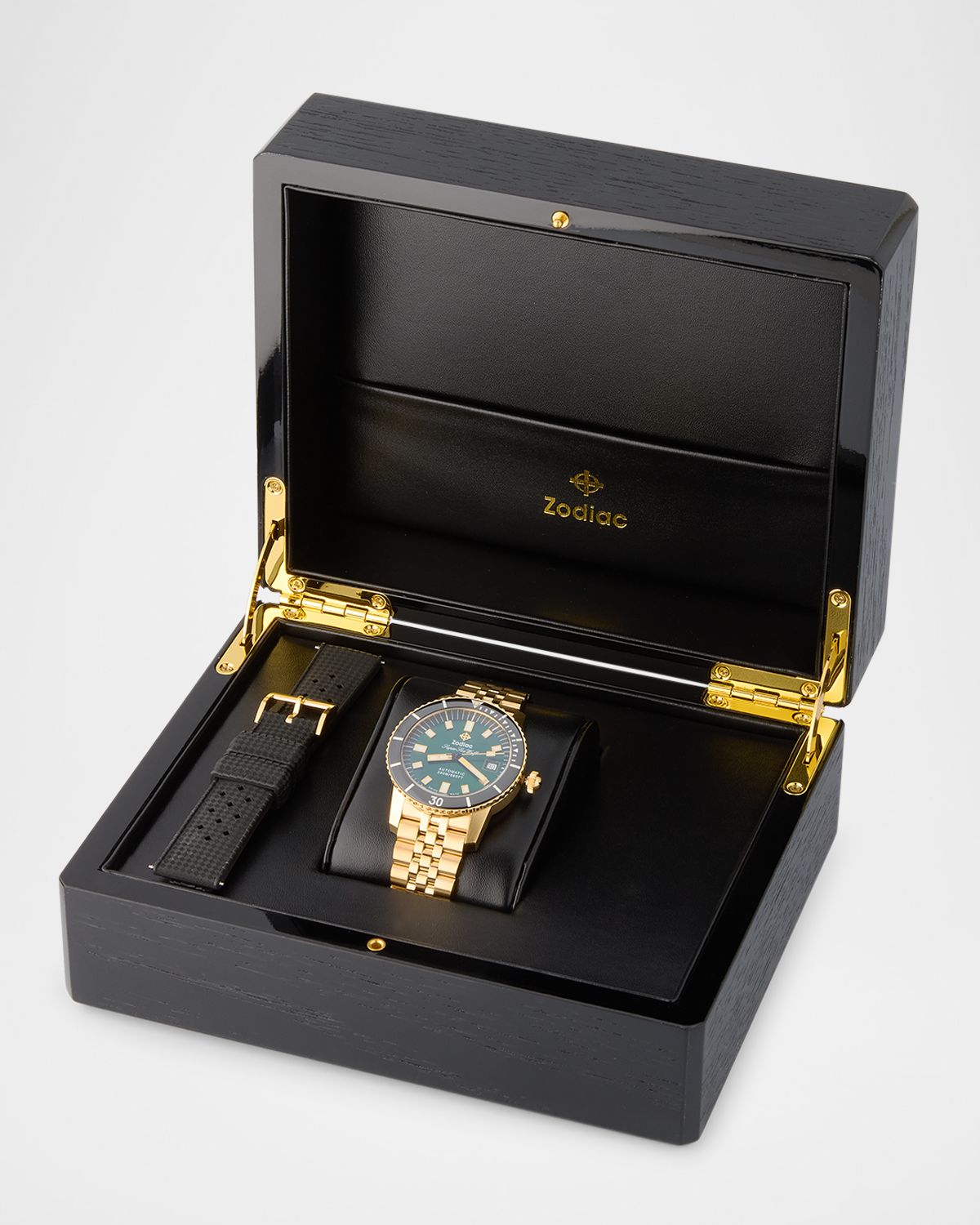 ZODIAC Limited Edition Compression Diver Automatic 18K Gold-Plated Bracelet Watch Gift Set, 40mm