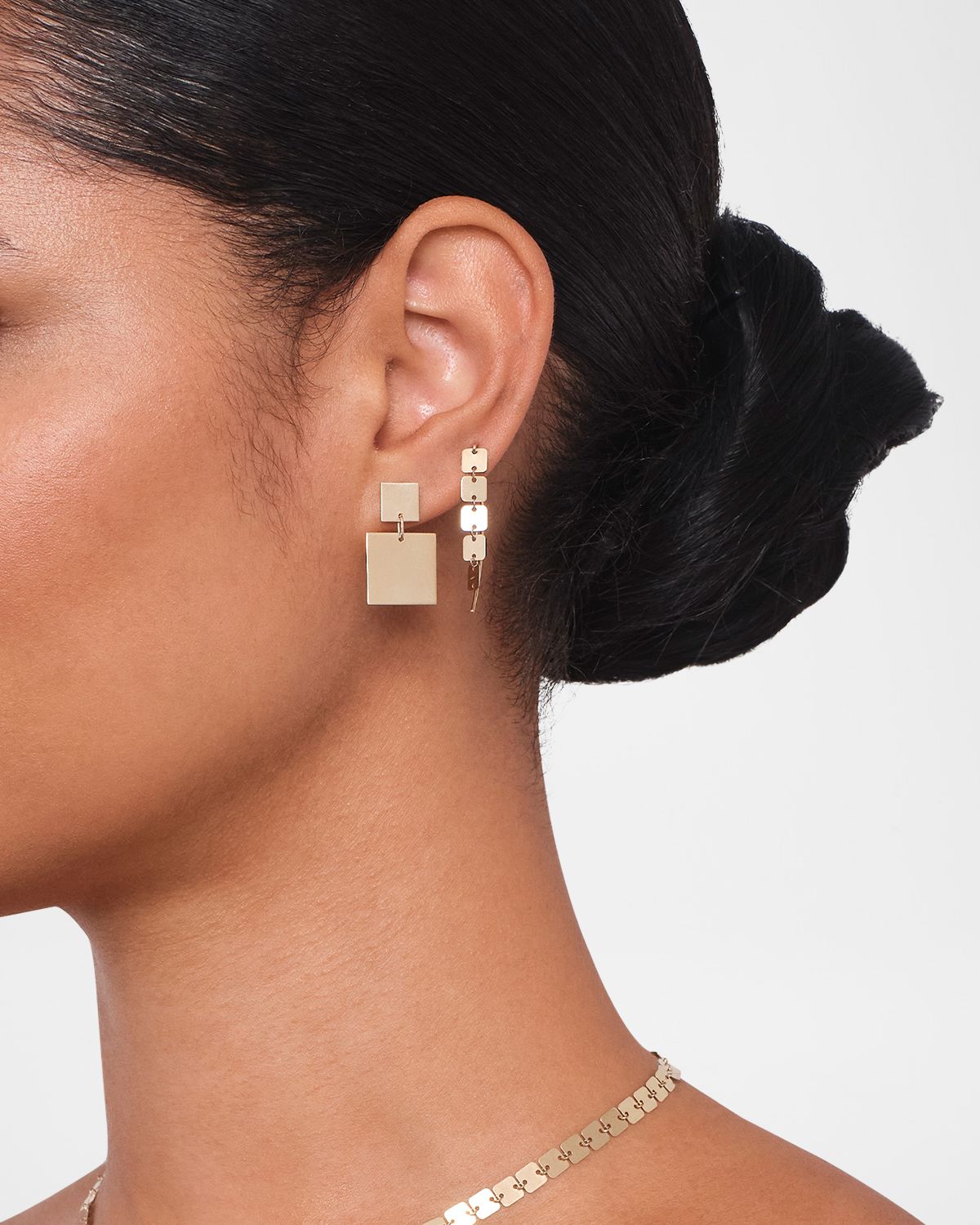 LANA Laser Square Chain Dangle Hooked on Hoop Earrings