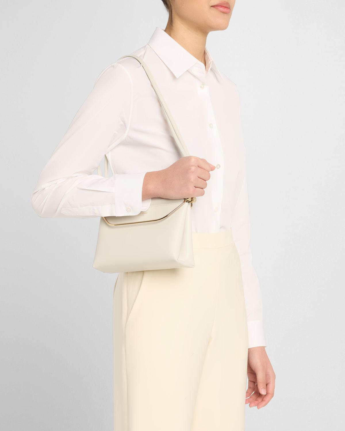 Giorgio Armani Avenue Small Polished Leather Shoulder Bag