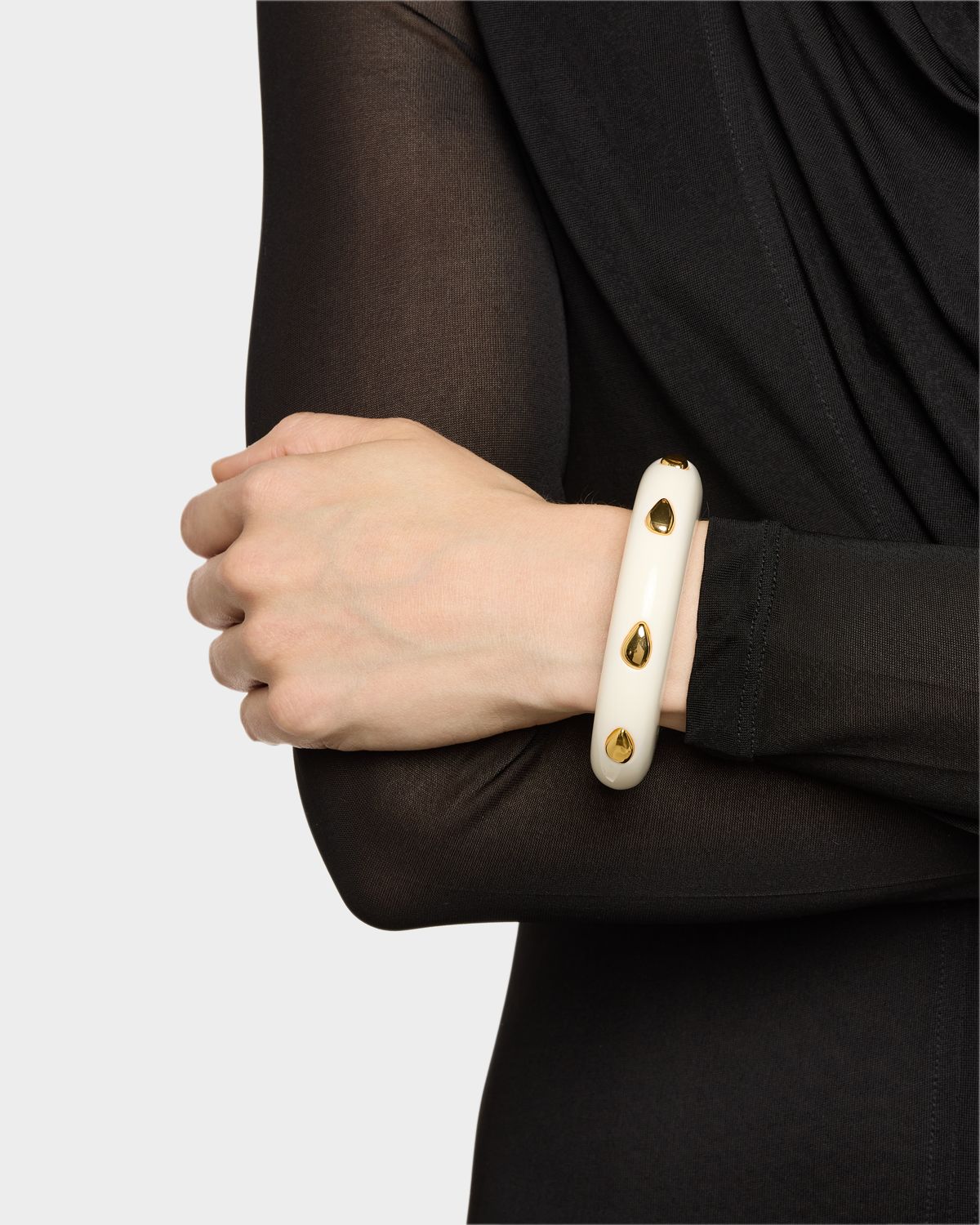 Lizzie Fortunato Ridge Cuff Bracelet in Alabaster and Gold Stud