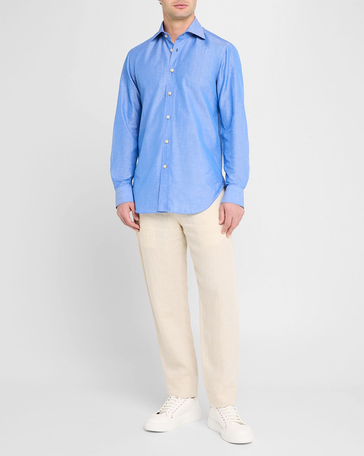 Kiton Men 's Heathered Cotton Dress Shirt