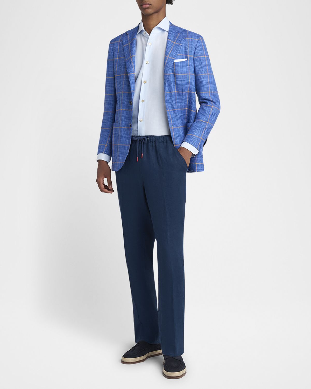 Kiton Men 's Plaid With Windowpane Sport Coat