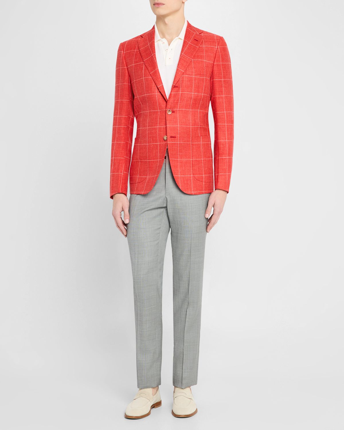 Kiton Men 's Cashmere-Blend Windowpane Sport Coat