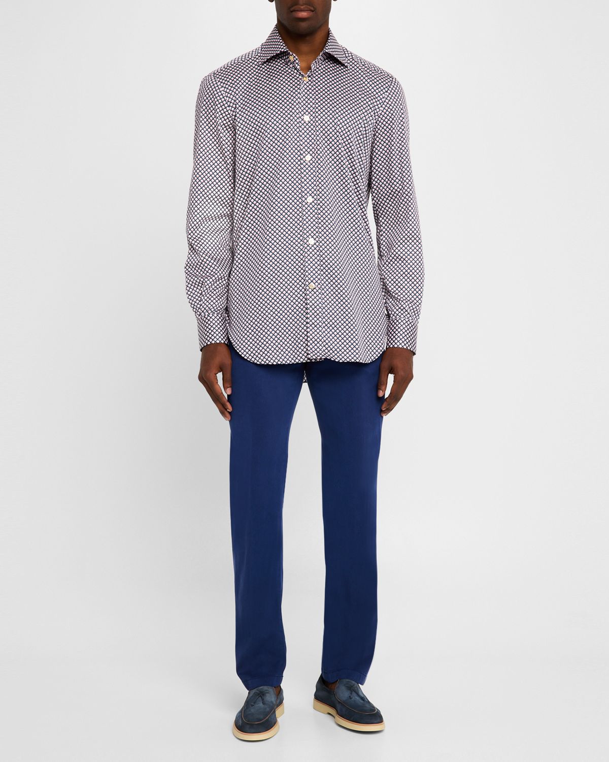 Kiton Men 's Cotton Geometric Sport Shirt