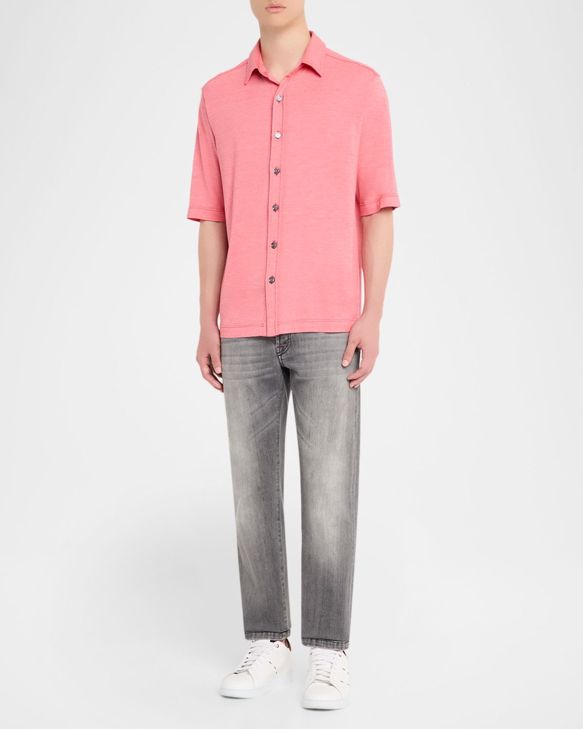 Kiton en 's Silk and Cotton Button-Front Overshirt