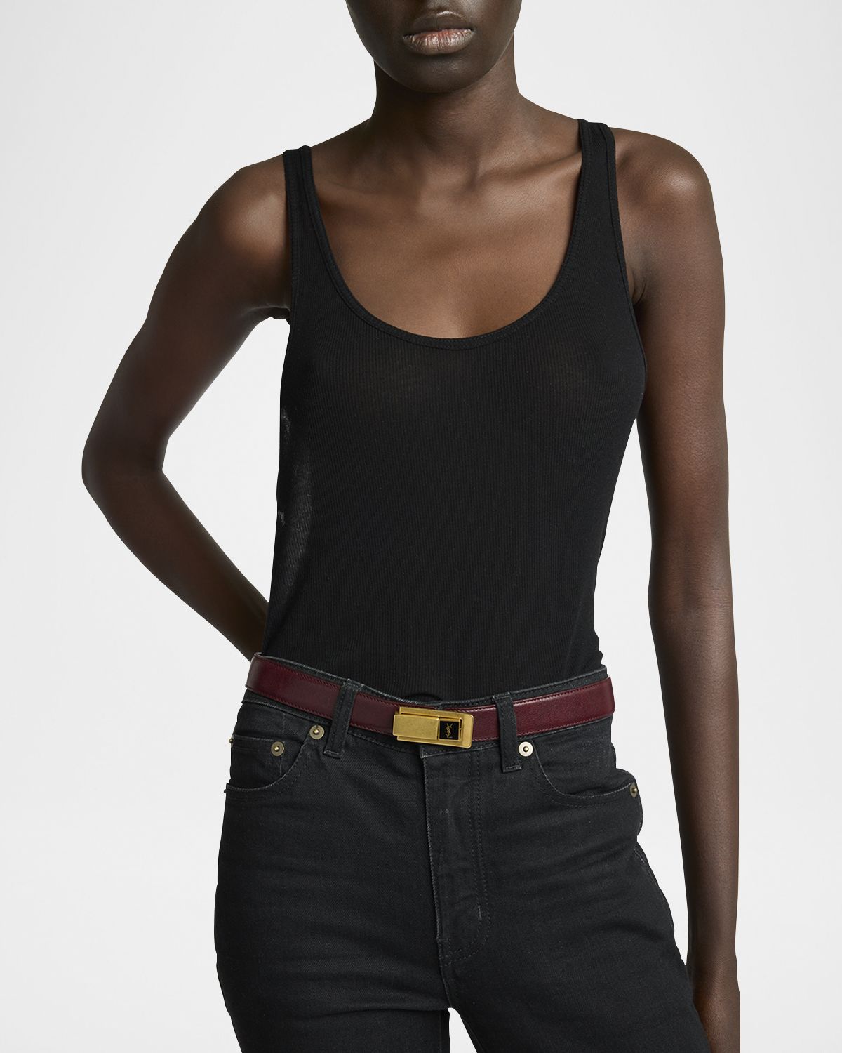 Saint Laurent YSL Skinny Leather Belt