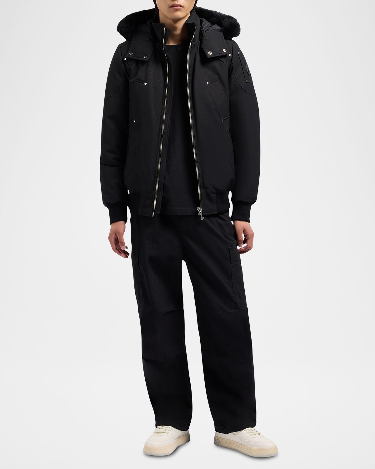 Moose Knuckles Men 's Shearling Ballistic Bomber Jacket