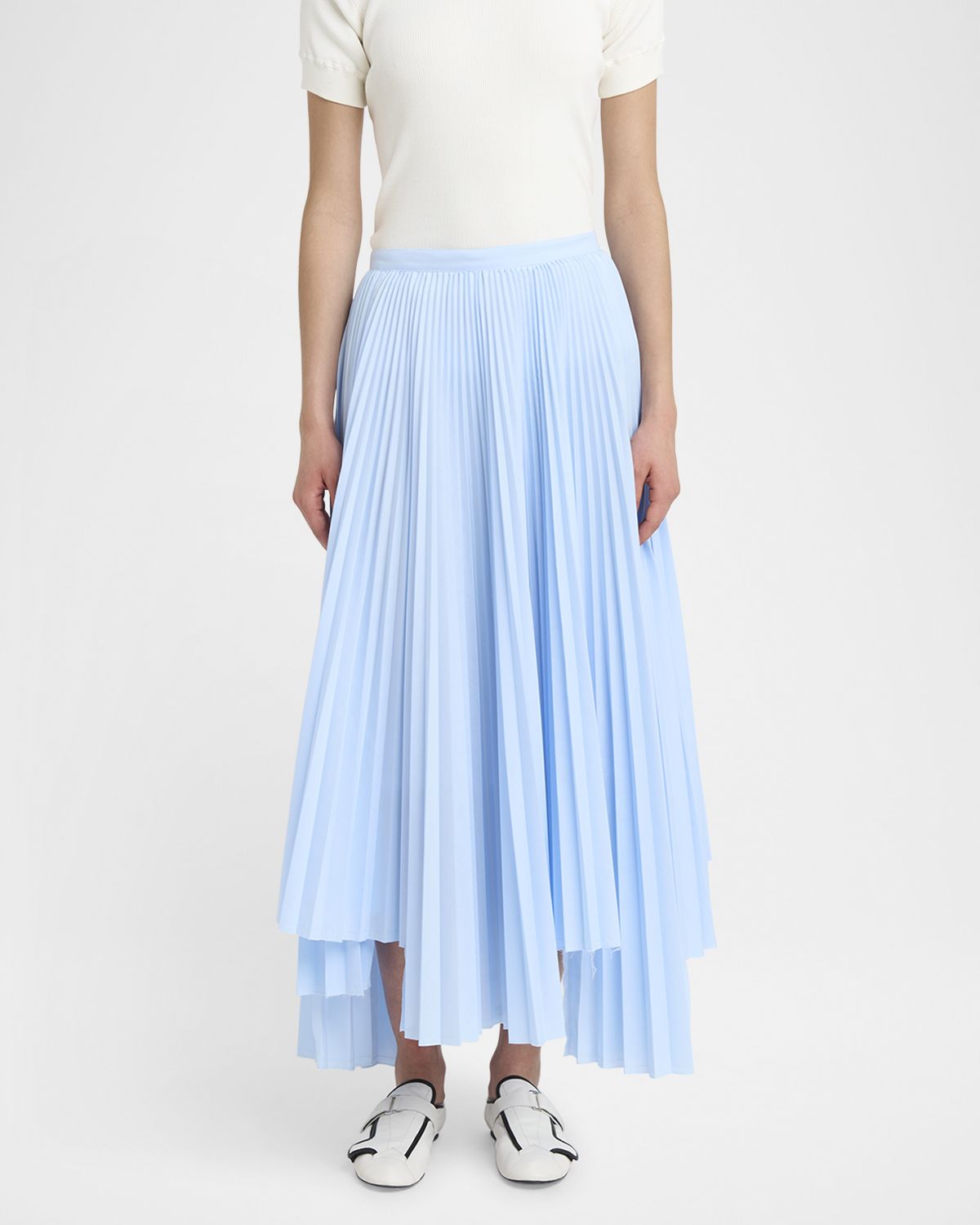 Plan C Long Asymmetric Pleated Skirt
