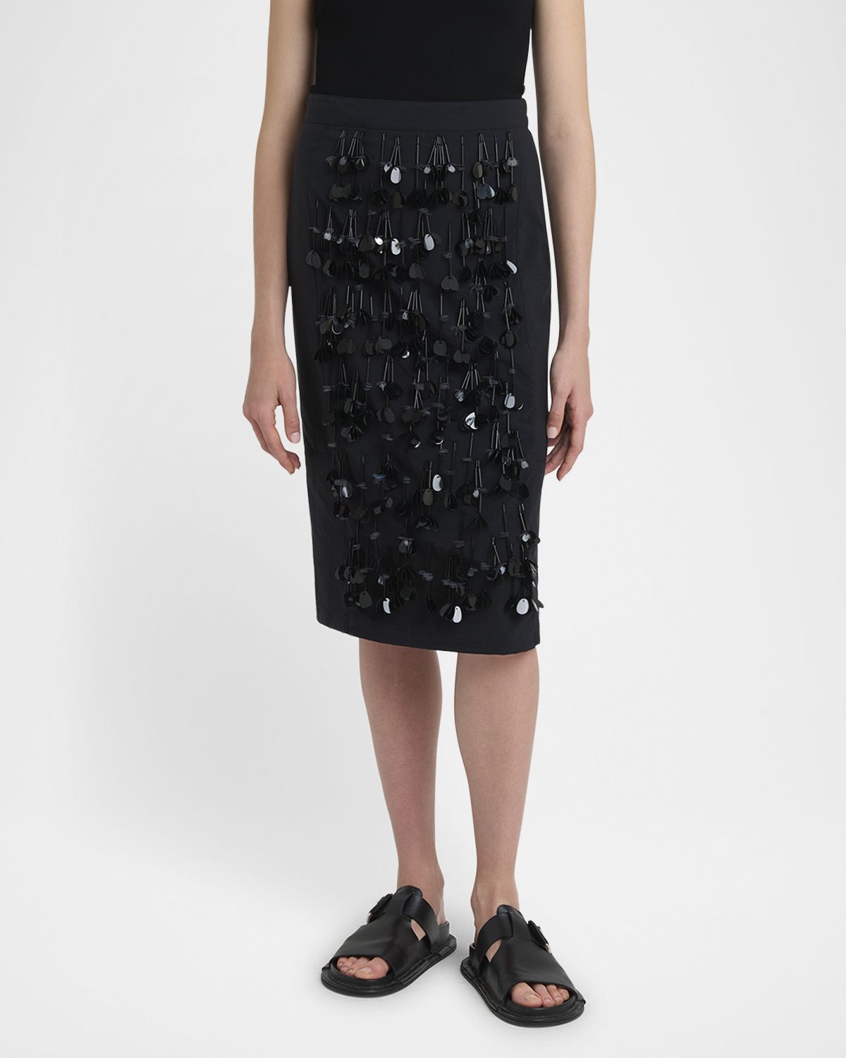 Plan C Sequined Straight Midi Skirt