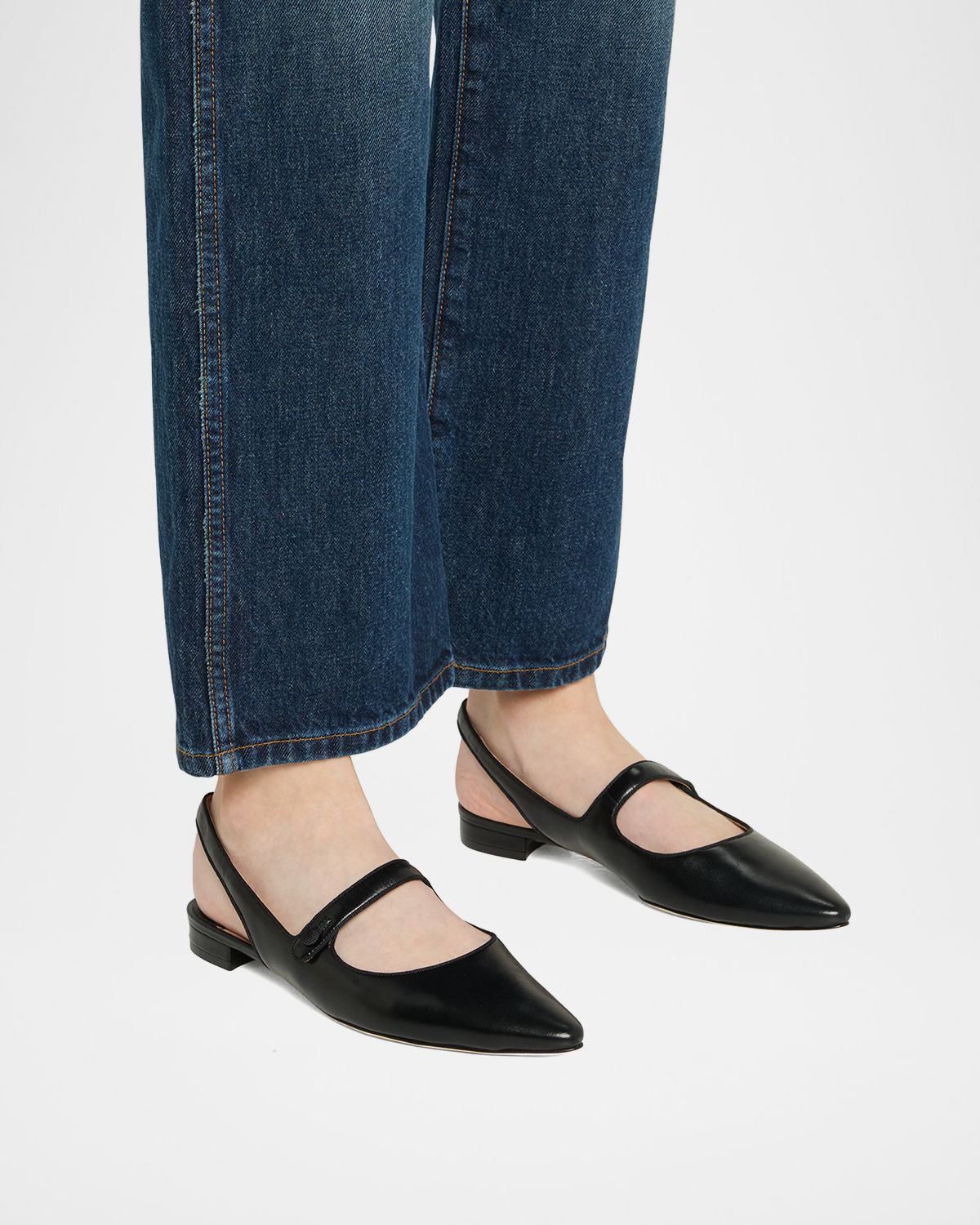 Manolo Blahnik Campari Leather Mary Jane Slingback Flats | Thumbnail 6