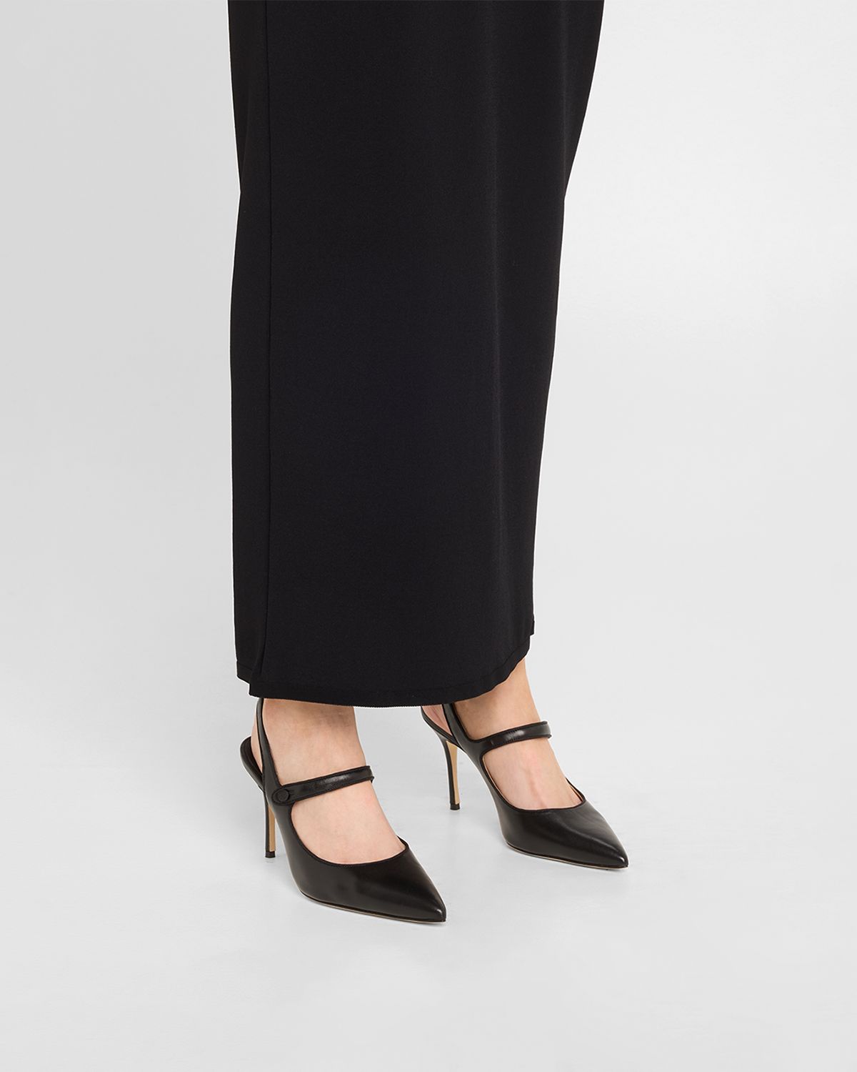 Manolo Blahnik Camparisli Leather Mary Jane Slingback Pumps