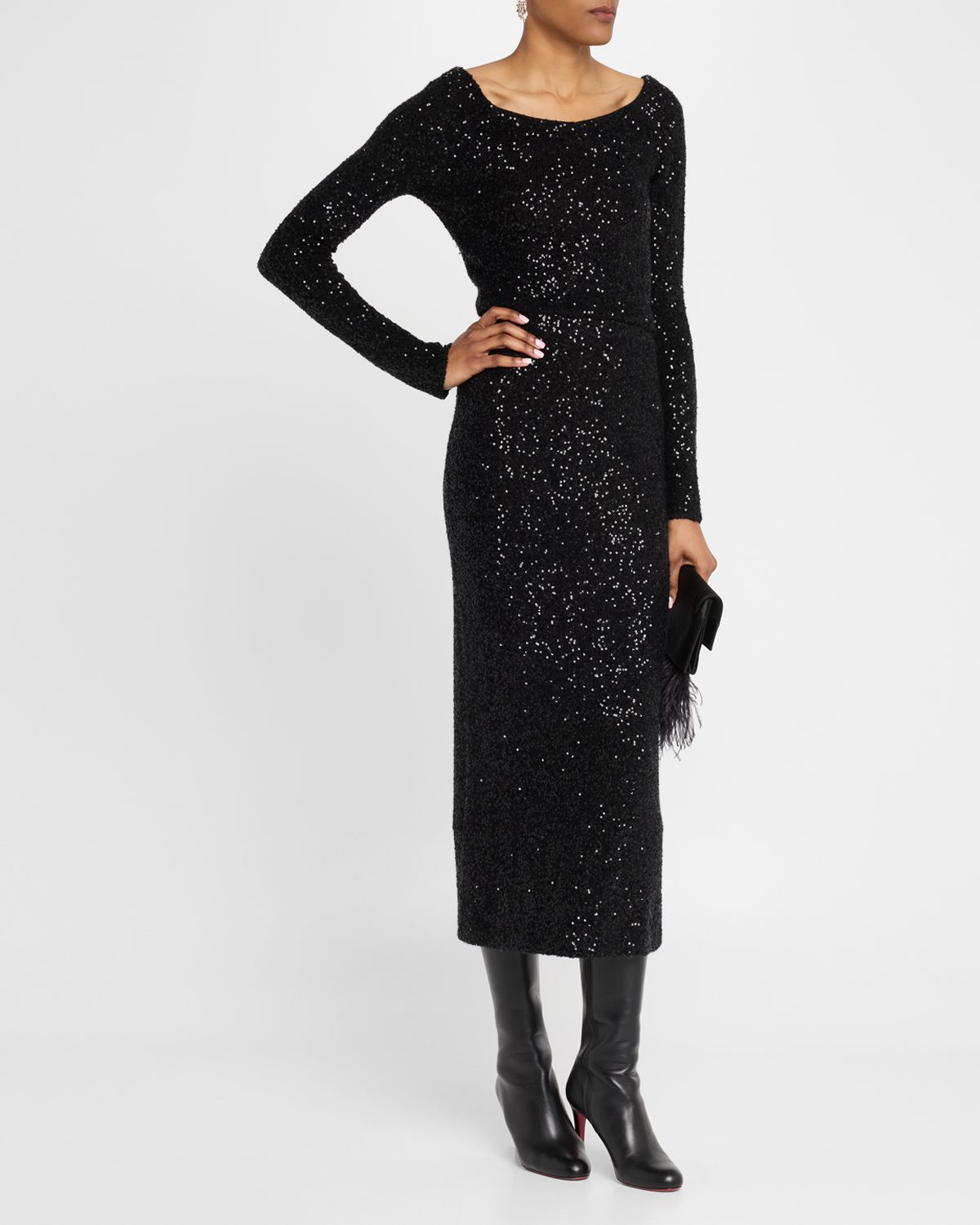 LAPOINTE Sequined Cashmere Midi Skirt