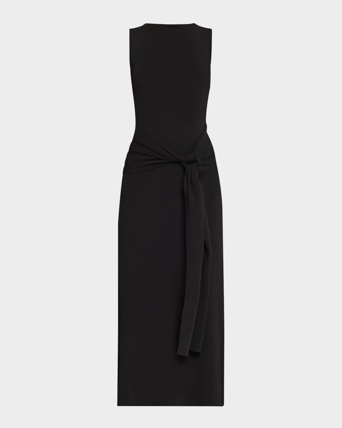 LAPOINTE Waist-Tie Sleeveless Matte Viscose Midi Dress