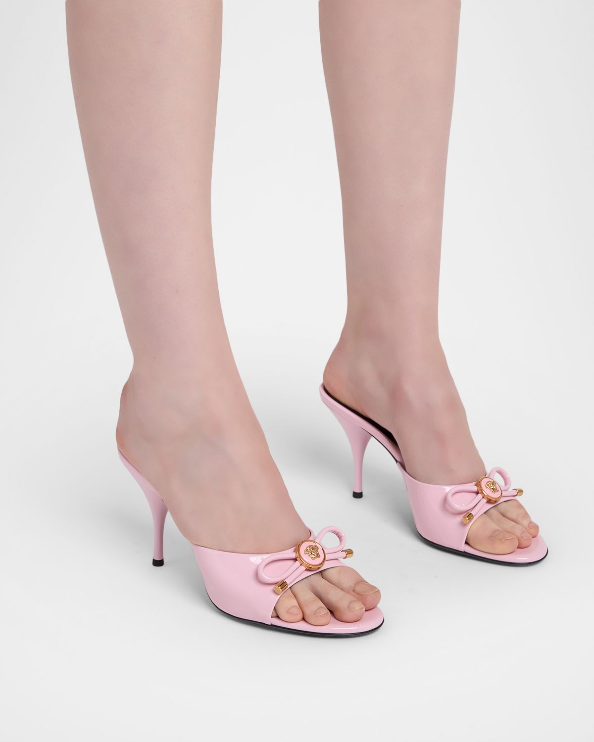Versace Opera Bow Ballet Mules in Patent Leather