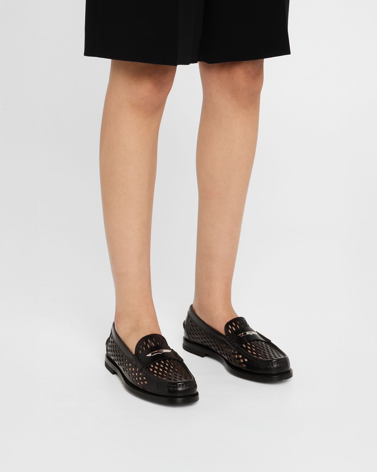 Tod 's Perforated Leather Driver Penny Loafers