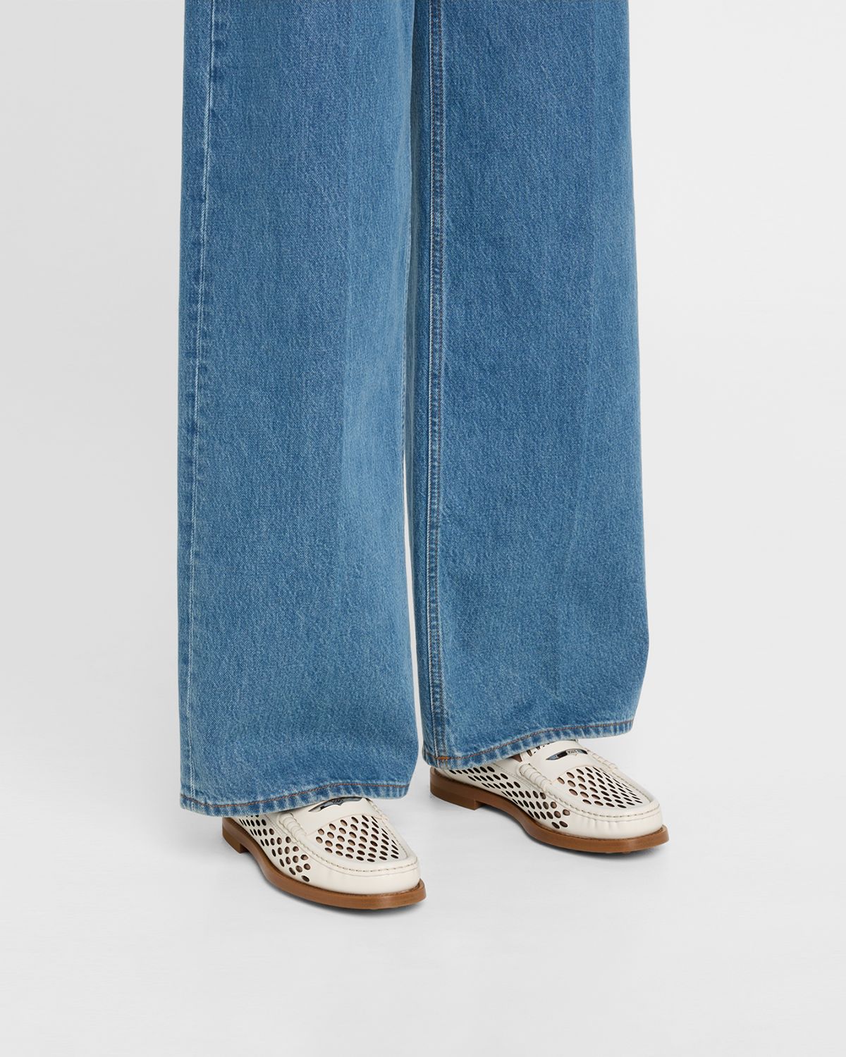 Tod 's Perforated Leather Driver Penny Loafers