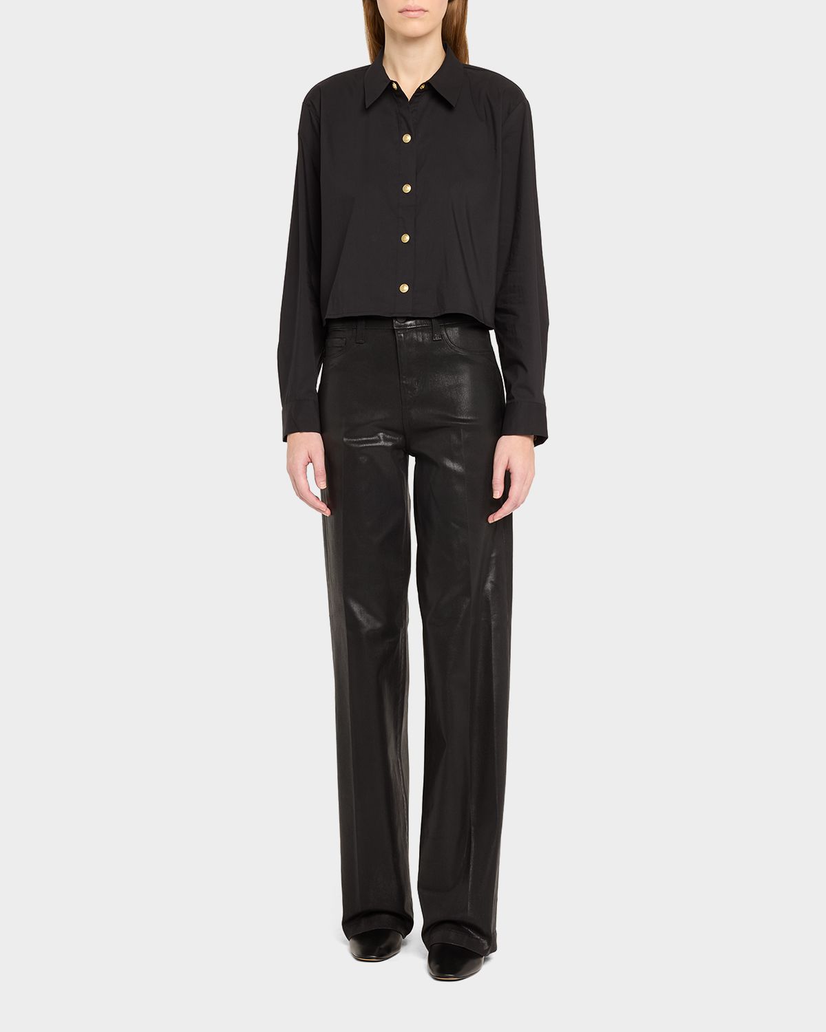 L 'Agence Clayton Coated Wide-Leg Jeans