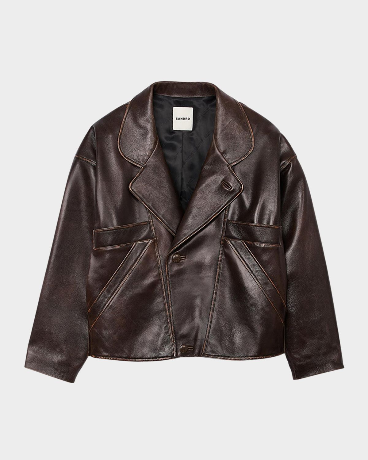 Sandro Clem Wrap Distressed Lambskin Leather Jacket