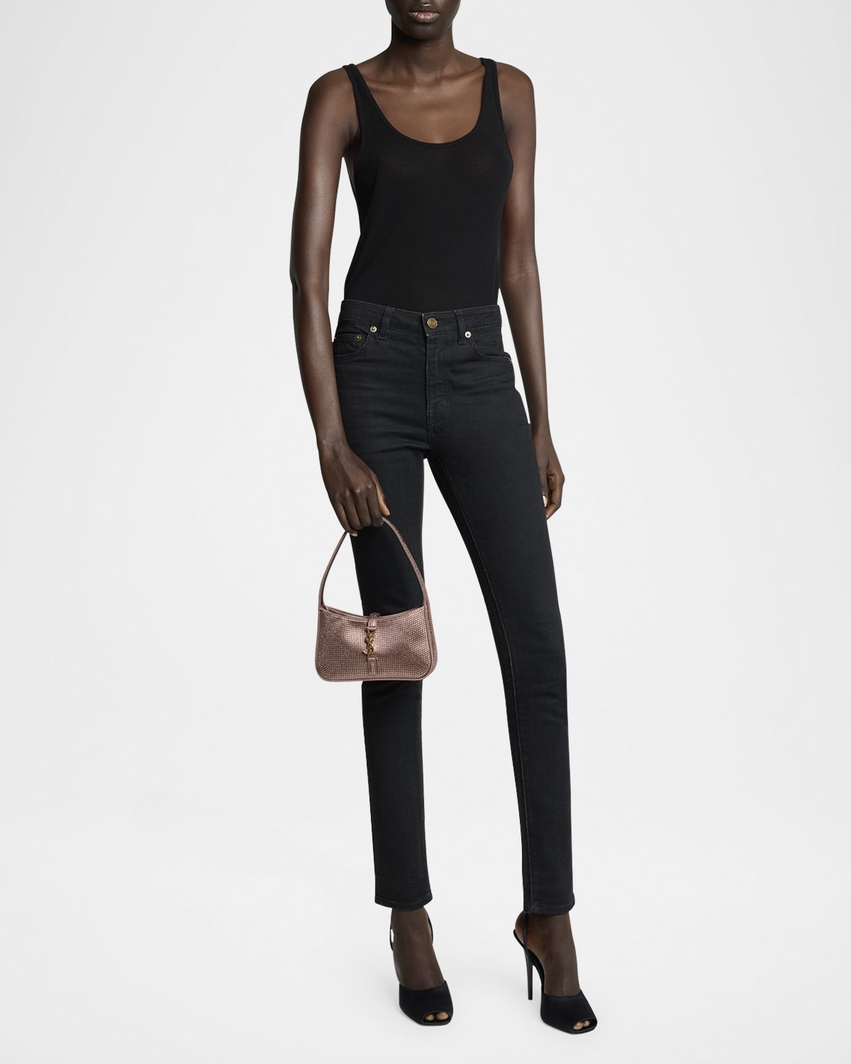 Saint Laurent Le 5 A 7 Mini Shoulder Bag in Strass Satin