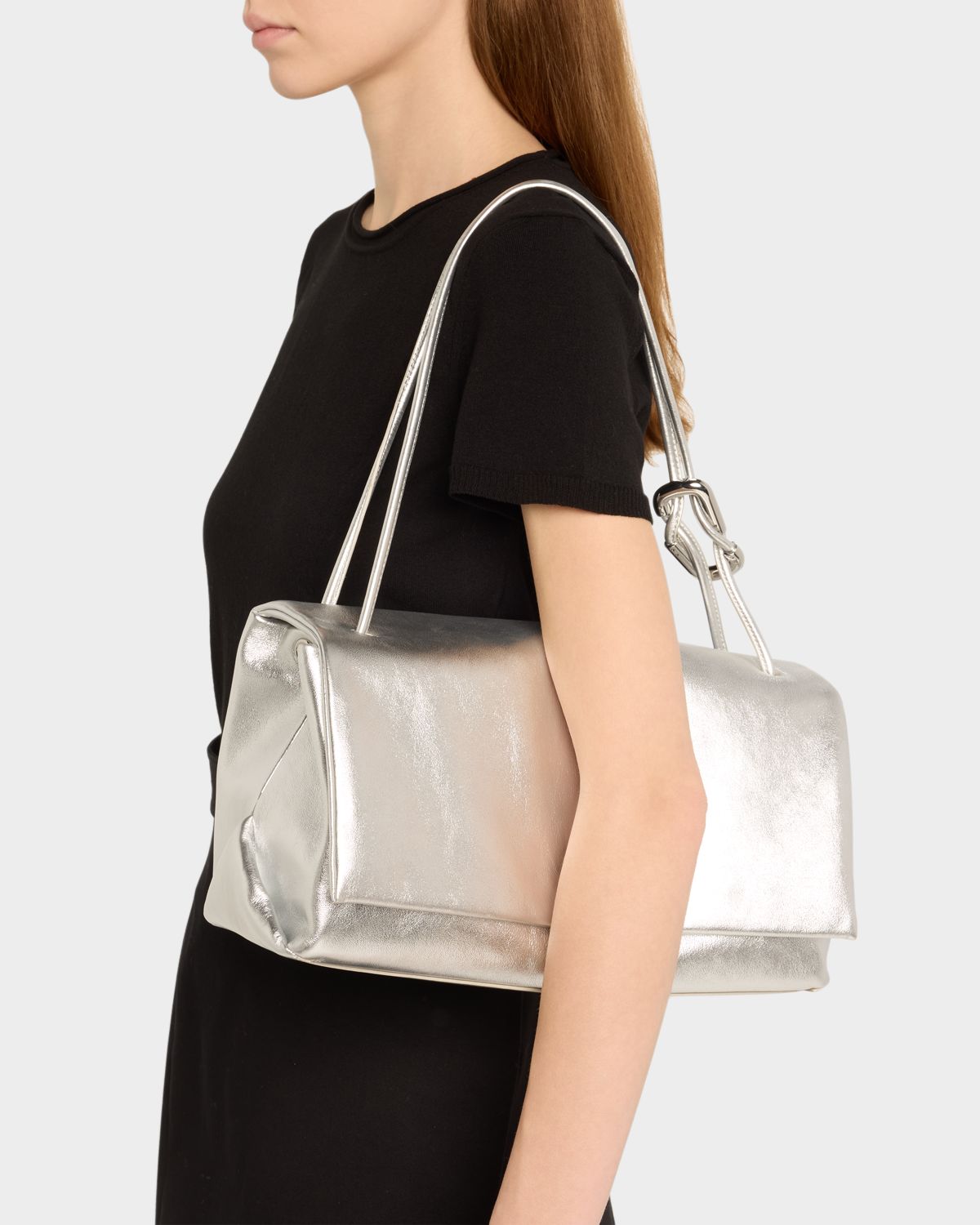 Marc Jacobs Metallic Leather Large Dual Shoulder Bag