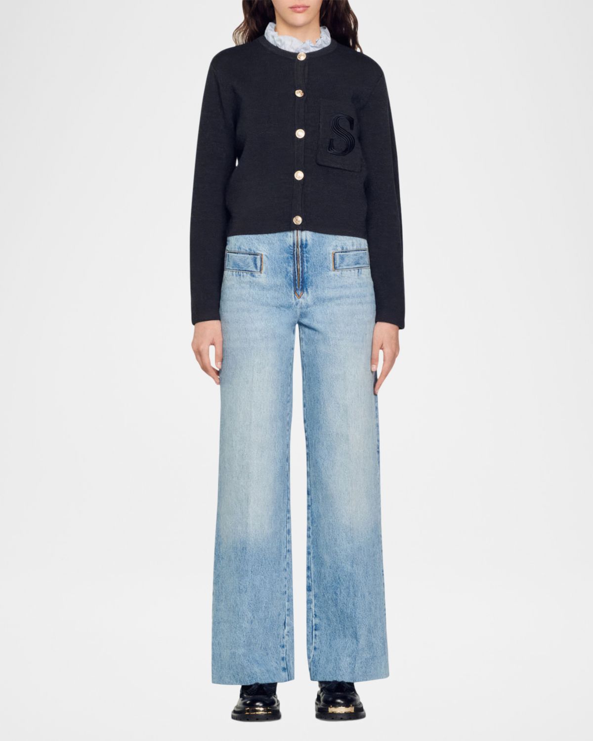 Sandro Oslo Wide Leg Jeans | Thumbnail 5 Sandro Oslo Wide Leg Jeans | Thumbnail 5