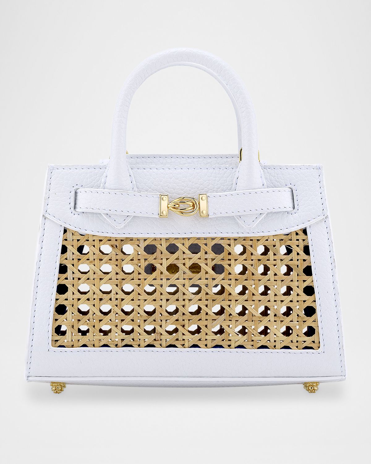 Tyler Ellis Winnie Mini Rattan & Leather Top-Handle Bag
