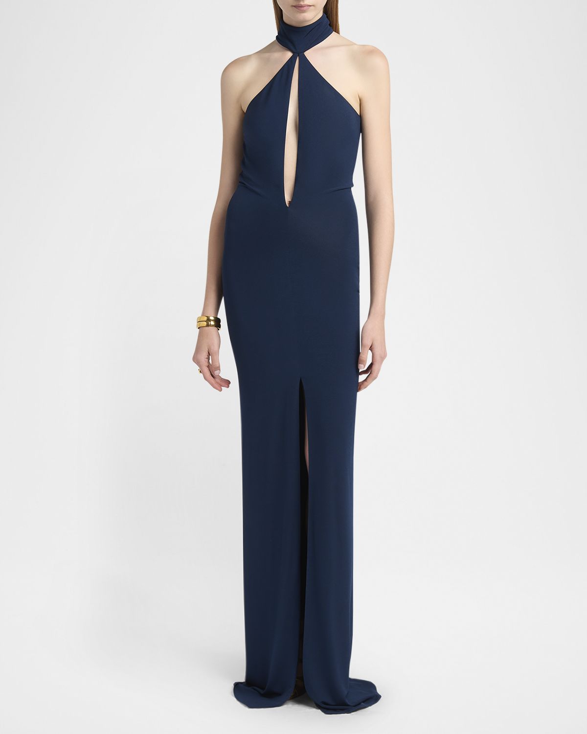 TOM FORD Plunging Keyhole Choker Halter Gown