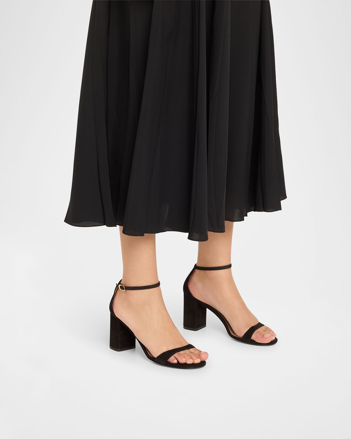 Stuart Weitzman Nudist Suede Ankle-Strap Sandals