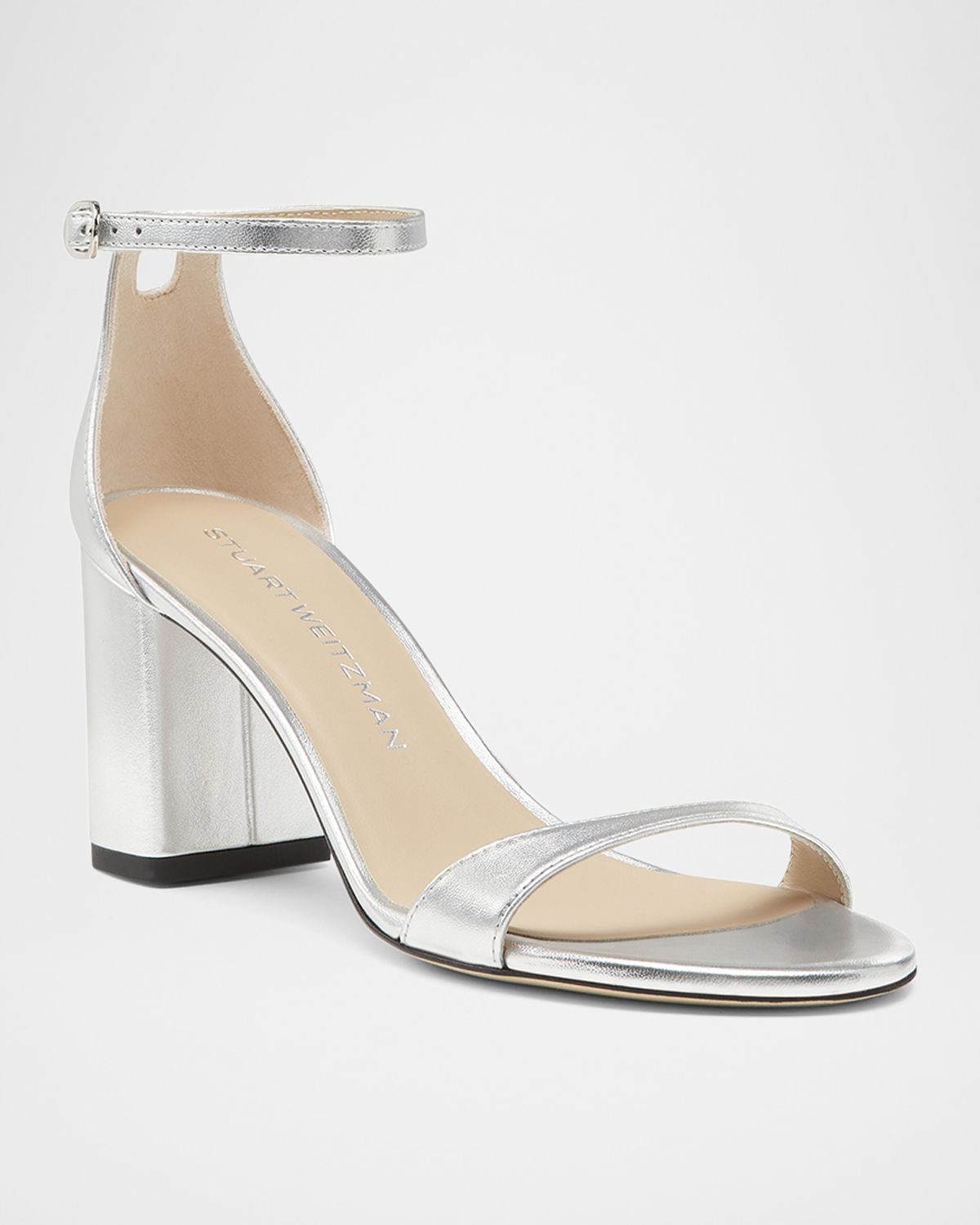Stuart Weitzman Nudist II Leather Ankle-Strap Sandals