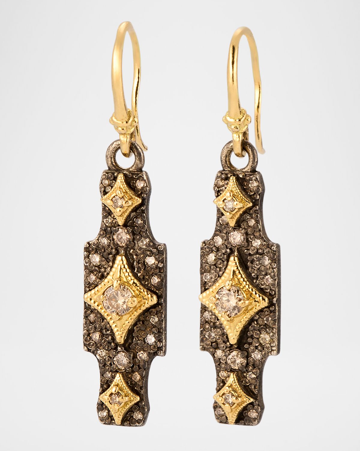 Armenta 18K Yellow Gold and Antiqued Silver Pave Diamond Crivelli Drop Earrings