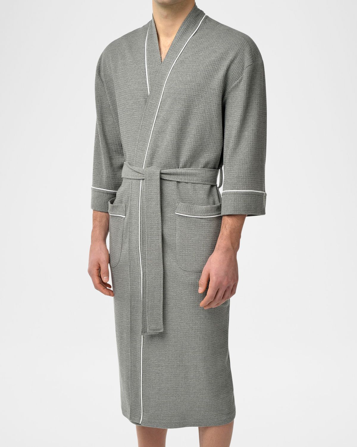 Majestic International Men 's Waffle Knit Kimono Robe