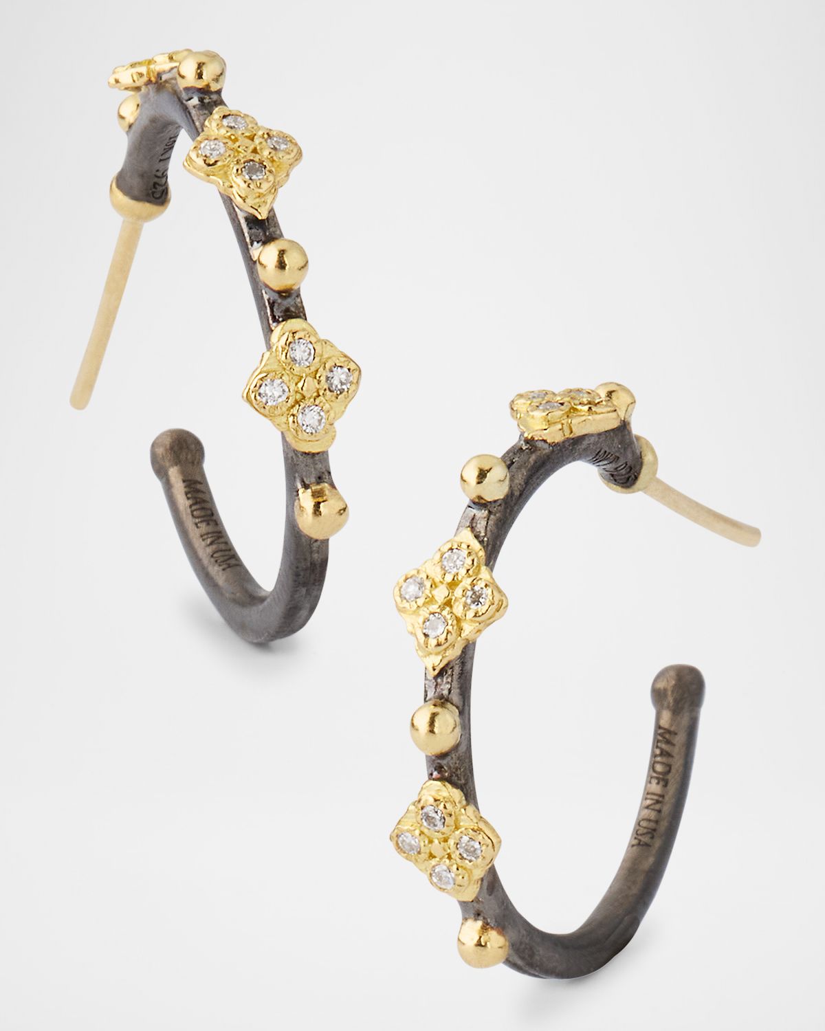 Armenta Silver and 18K Yellow Gold Crivelli Diamond Hoop Earrings, 16.5mm