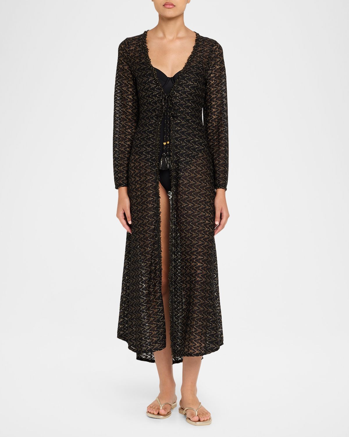 Ramy Brook Fatima Metallic Knit Coverup