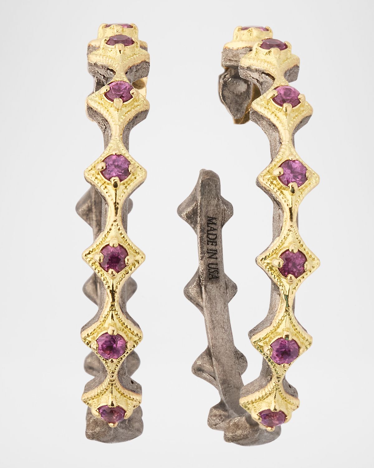 Armenta Crivelli Hoop Earrings with Purple Garnet