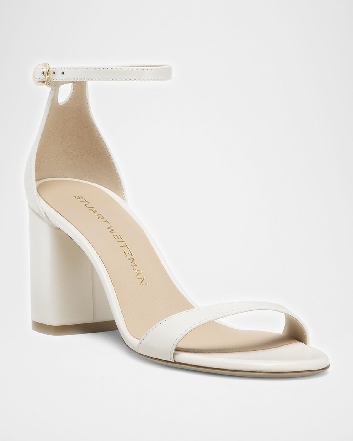 Stuart Weitzman 75mm Nudist Leather Ankle-Strap Sandals