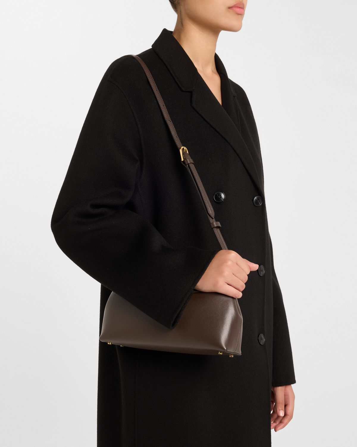 Toteme T Lock Flap Leather Clutch Bag