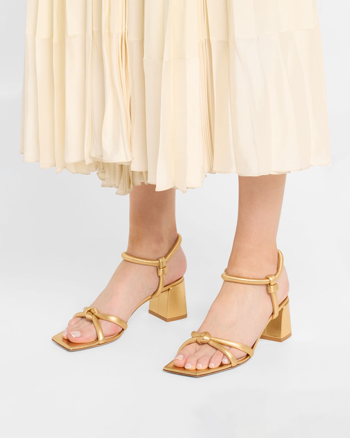 Gianvito Rossi Leather Knot Ankle-Strap Sandals