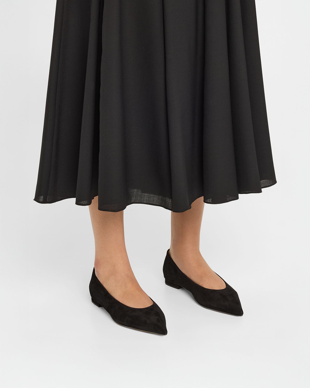 Gianvito Rossi Suede Pointed-Toe Ballerina Flats