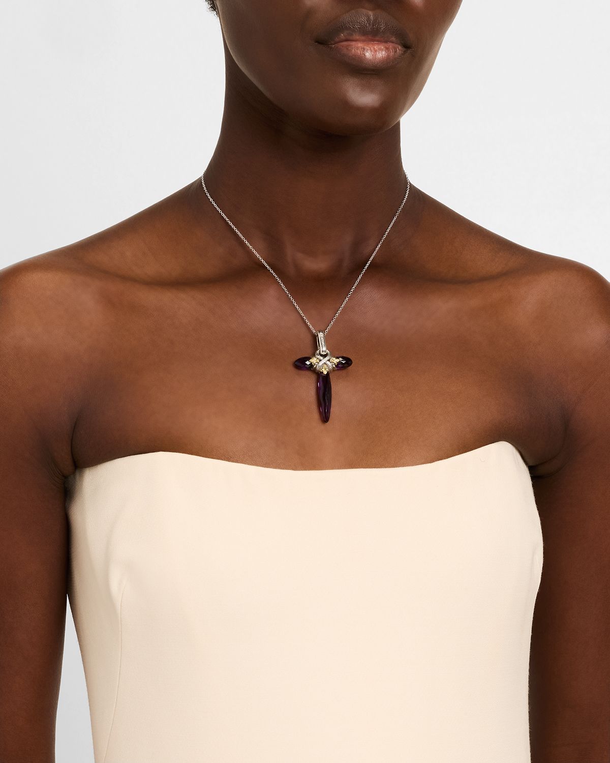 Konstantino Sterling Silver and 18K Yellow Gold Dark Amethyst Quartz Enhancer