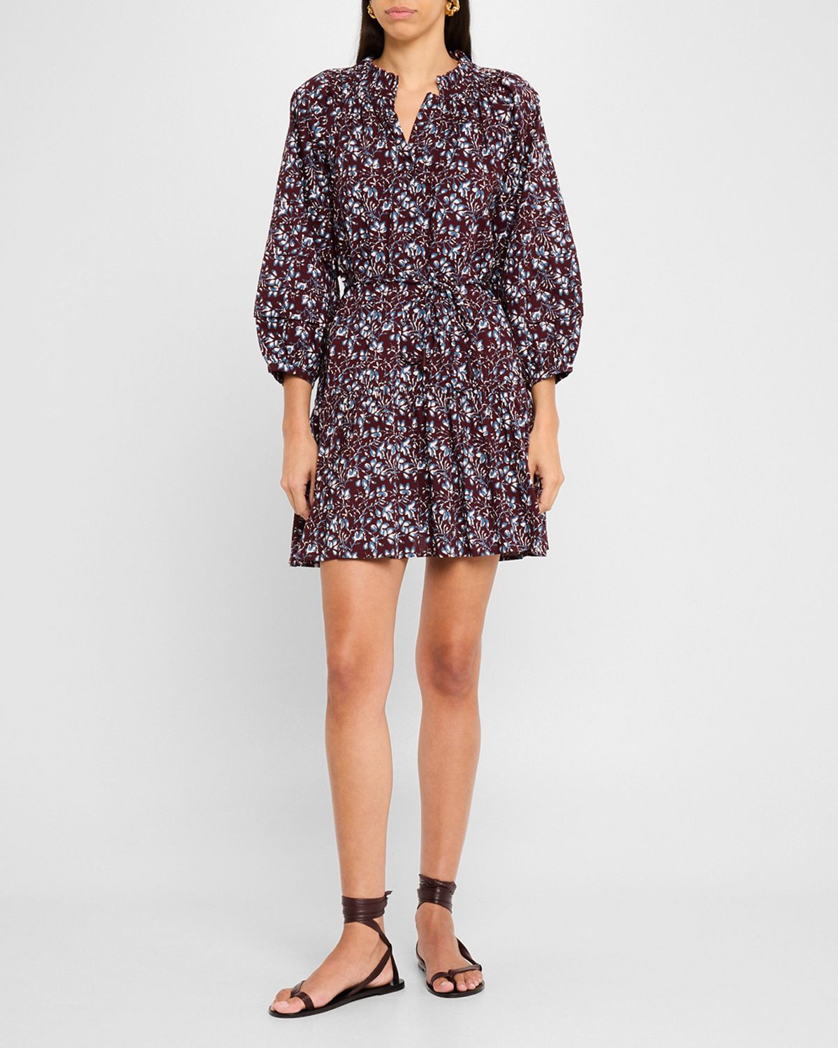 Apiece Apart Trinidad Tiered Floral-Print Mini Dress
